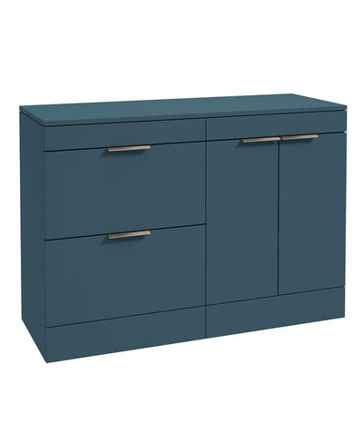 Stockholm Floorstanding 120Cm Two Drawer/Two Door Countertop Unit Matt Ocean Blue-Brushed Nickel Handles