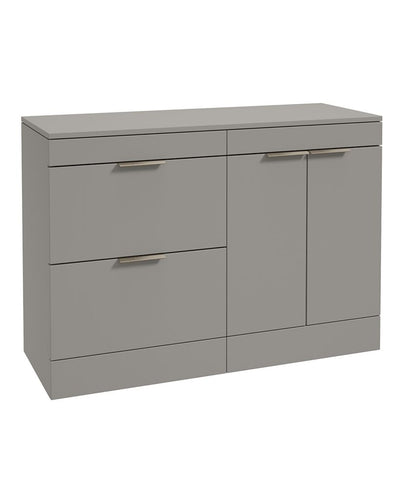 Stockholm Floorstanding 120Cm Two Drawer/Two Door Countertop Unit Matt Khaki-Brushed Nickel Handles