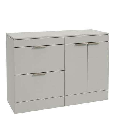 Stockholm Floorstanding 120Cm Two Drawer/Two Door Countertop Unit Matt Arctic Grey-Brushed Nickel Handles