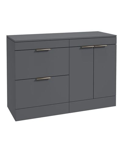 Stockholm Floorstanding 120Cm Two Drawer/Two Door Countertop Unit Matt Midnight Grey-Brushed Nickel Handles