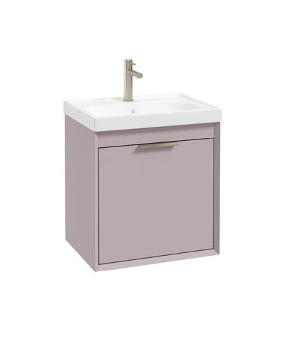 Fjord Wall Hung 50Cm Two Drawer Unit Matt Cashmere Pink-Brushed Nickel Handle