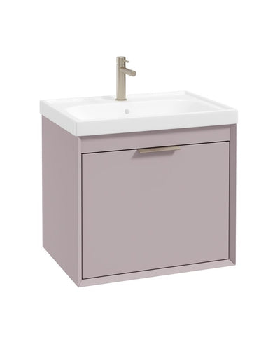 Fjord Wall Hung 60Cm Two Drawer Unit Matt Cashmere Pink-Brushed Nickel Handle