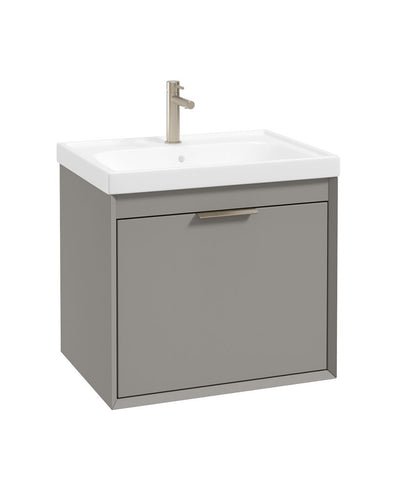 Fjord Wall Hung 60Cm Two Drawer Unit Matt Khaki-Brushed Nickel Handle