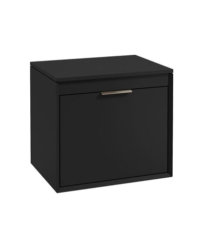 Fjord Wall Hung 60Cm Two Drawer Countertop Unit Matt Black-Brushed Nickel Handle