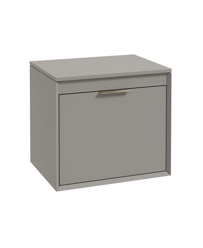 Fjord Wall Hung 60Cm Two Drawer Countertop Unit Matt Khaki-Brushed Nickel Handle