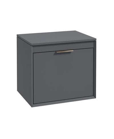 Fjord Wall Hung 60Cm Two Drawer Countertop Unit Matt Midnight Grey-Brushed Nickel Handle