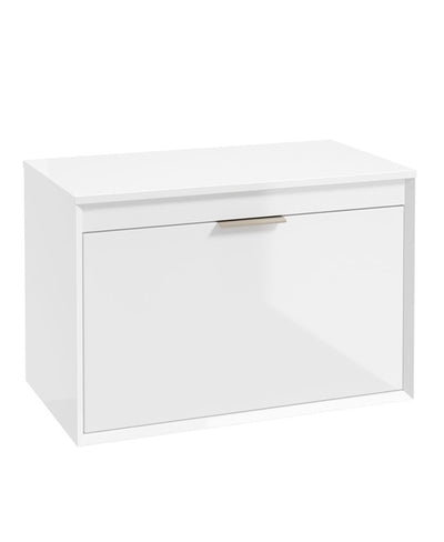 Fjord Wall Hung 80Cm Two Drawer Countertop Unit Gloss White-Brushed Nickel Handle