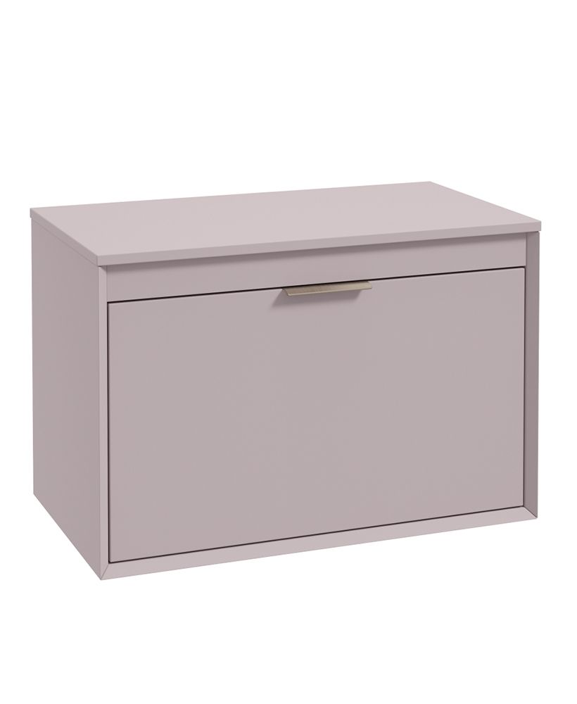 Fjord Wall Hung 80Cm Two Drawer Countertop Unit Matt Cashmere Pink-Brushed Nickel Handle