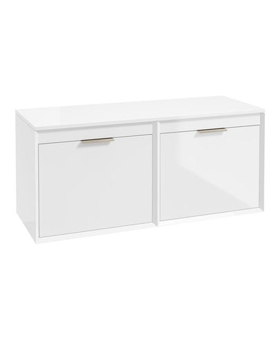 Fjord Wall Hung 120Cm Four Drawer Countertop Unit Gloss White-Brushed Nickel Handle