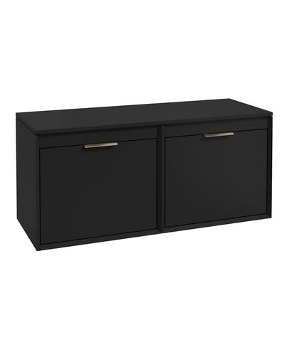 Fjord Wall Hung 120Cm Four Drawer Countertop Unit Matt Black-Brushed Nickel Handle