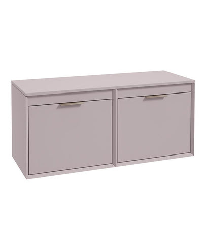 Fjord Wall Hung 120Cm Four Drawer Countertop Unit Matt Cashmere Pink-Brushed Nickel Handle