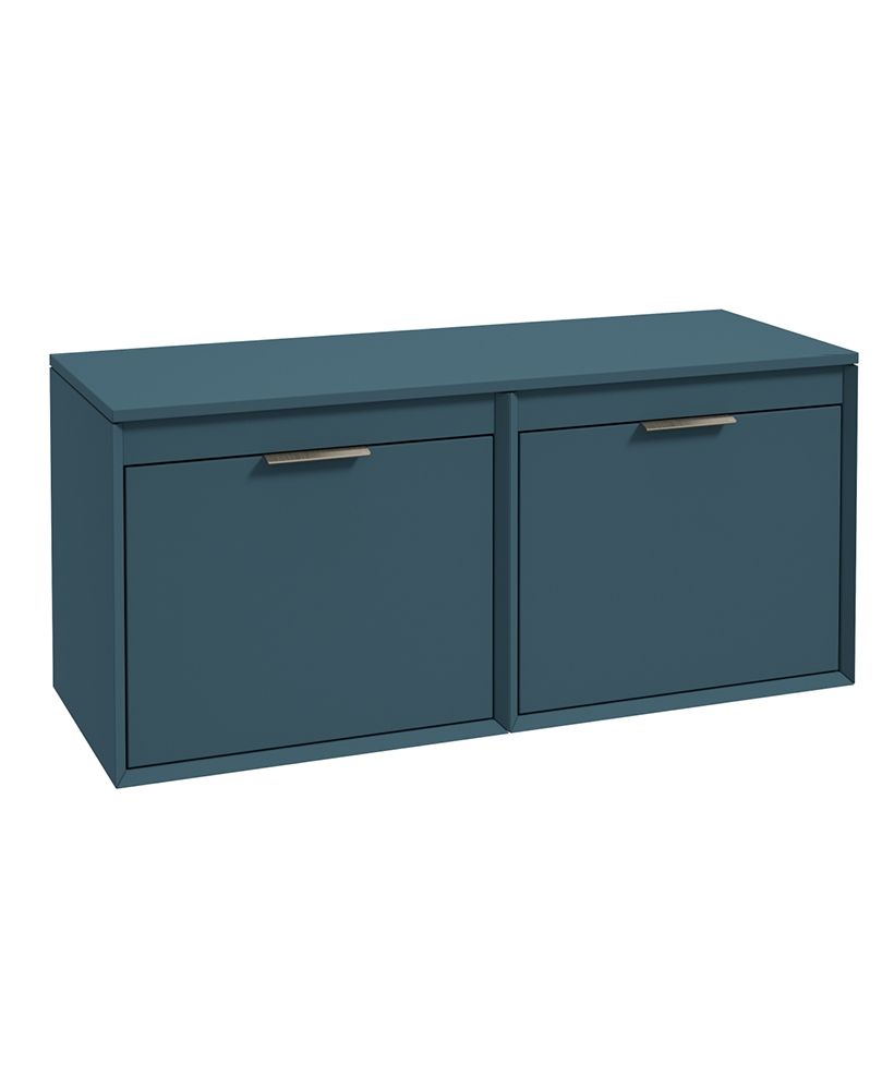 Fjord Wall Hung 120Cm Four Drawer Countertop Unit Matt Ocean Blue-Brushed Nickel Handle