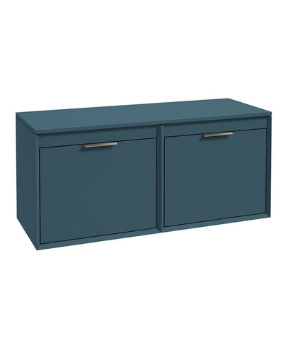 Fjord Wall Hung 120Cm Four Drawer Countertop Unit Matt Ocean Blue-Brushed Nickel Handle