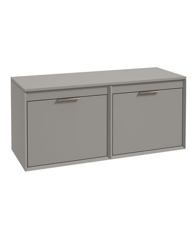 Fjord Wall Hung 120Cm Four Drawer Countertop Unit Matt Khaki-Brushed Nickel Handle