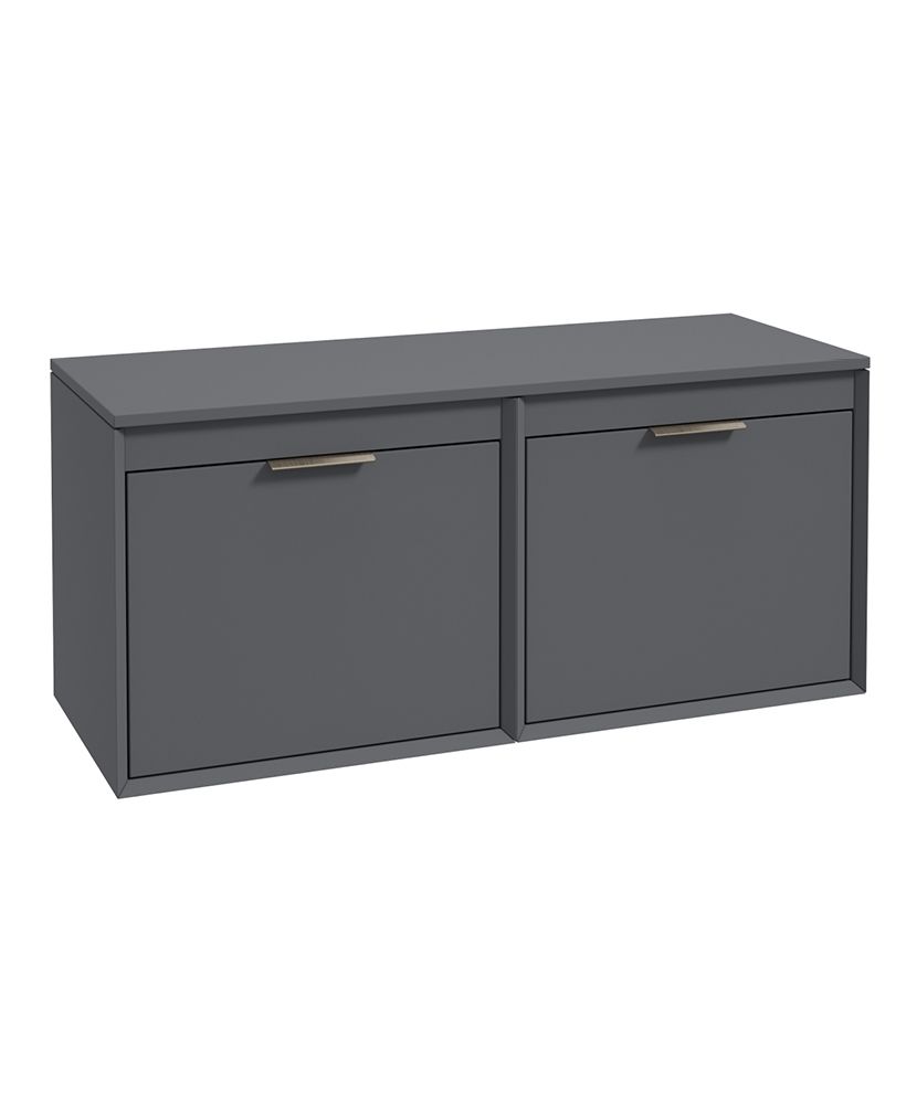 Fjord Wall Hung 120Cm Four Drawer Countertop Unit Matt Midnight Grey-Brushed Nickel Handle