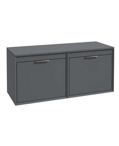 Fjord Wall Hung 120Cm Four Drawer Countertop Unit Matt Midnight Grey-Brushed Nickel Handle