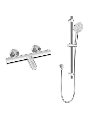 Form Wall Mounted Thermostatic Bath Shower Mixer & Alita Slide Rail Kit Chrome