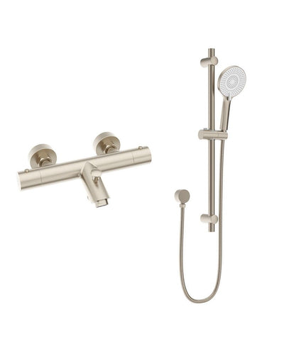 Form Wall Mounted Thermostatic Bath Shower Mixer&Alita Slide Rail Kit Brushes Nickel