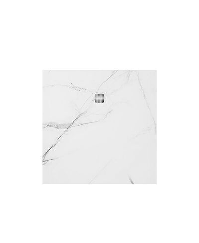 Unity Square 1000Mm Shower Tray White Marble & Waste