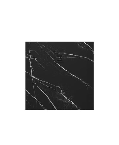 Unity Square 1000Mm Shower Tray Black Marble & Waste