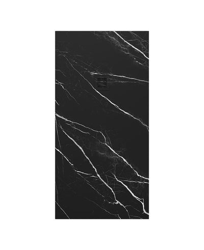 Unity Rectangle 1600X800Mm Shower Tray Black Marble & Waste
