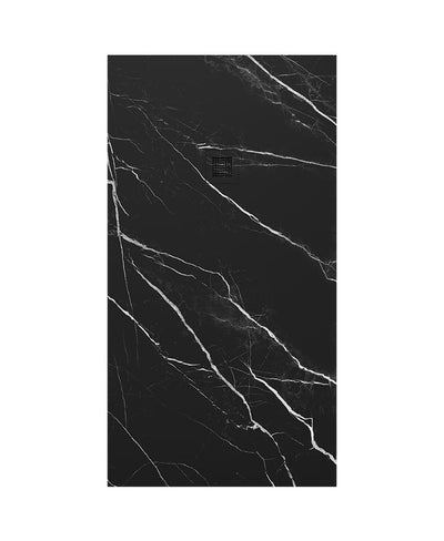 Unity Rectangle 1700X900Mm Shower Tray Black Marble & Waste