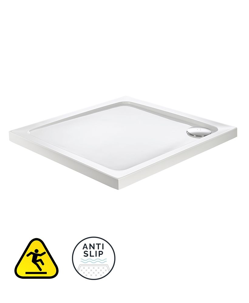 Kristal Secure Square 800Mm Low Profile Class C Anti Slip Shower Tray & Waste