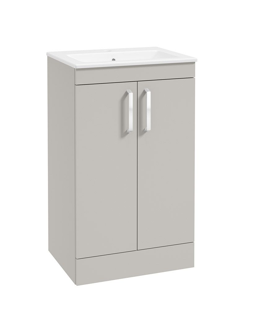 Corta Floorstanding 50Cm Two Door Unit Morning Mist-Chrome Handles