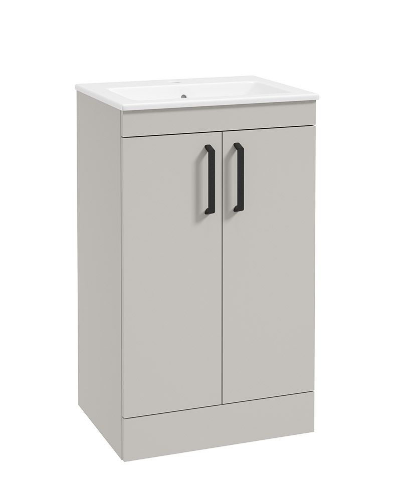 Corta Floorstanding 50Cm Two Door Unit Morning Mist-Black Handles