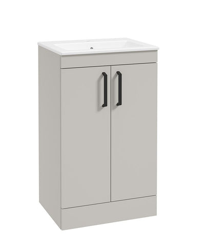 Corta Floorstanding 50Cm Two Door Unit Morning Mist-Black Handles