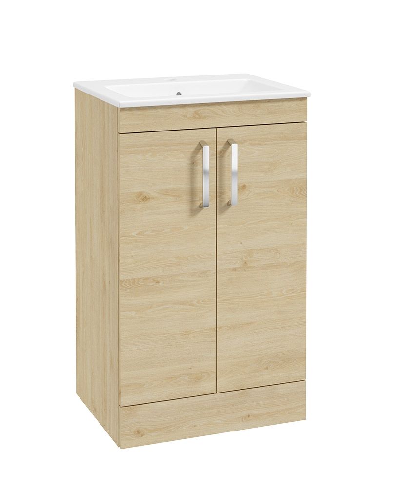 Corta Floorstanding 50Cm Two Door Unit Honey Oak-Chrome Handles