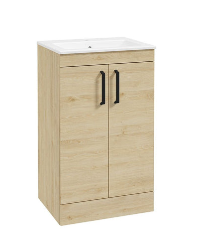 Corta Floorstanding 50Cm Two Door Unit Honey Oak-Black Handles