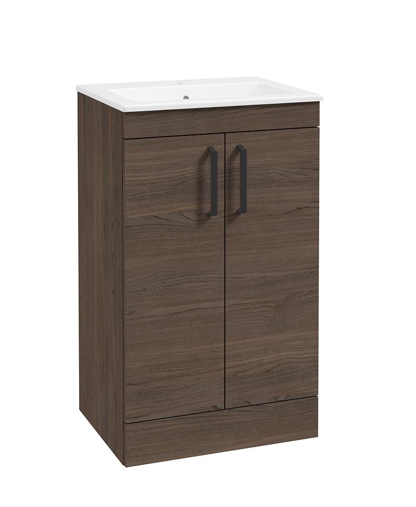 Corta Floorstanding 50Cm Two Door Unit Sable Ash-Black Handles