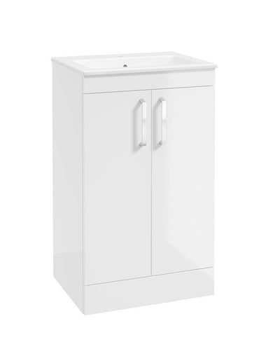 Corta Floorstanding 50Cm Two Door Unit Gloss White-Chrome Handles