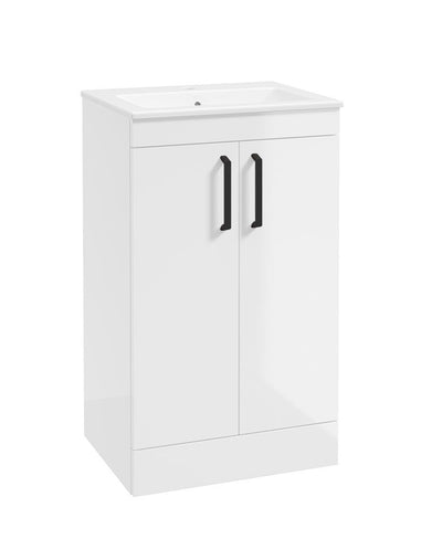 Corta Floorstanding 50Cm Two Door Unit Gloss White-Black Handles
