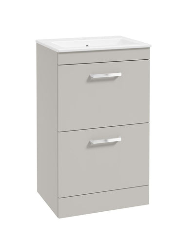 Corta Floorstanding 50Cm Two Drawer Unit Morning Mist-Chrome Handles