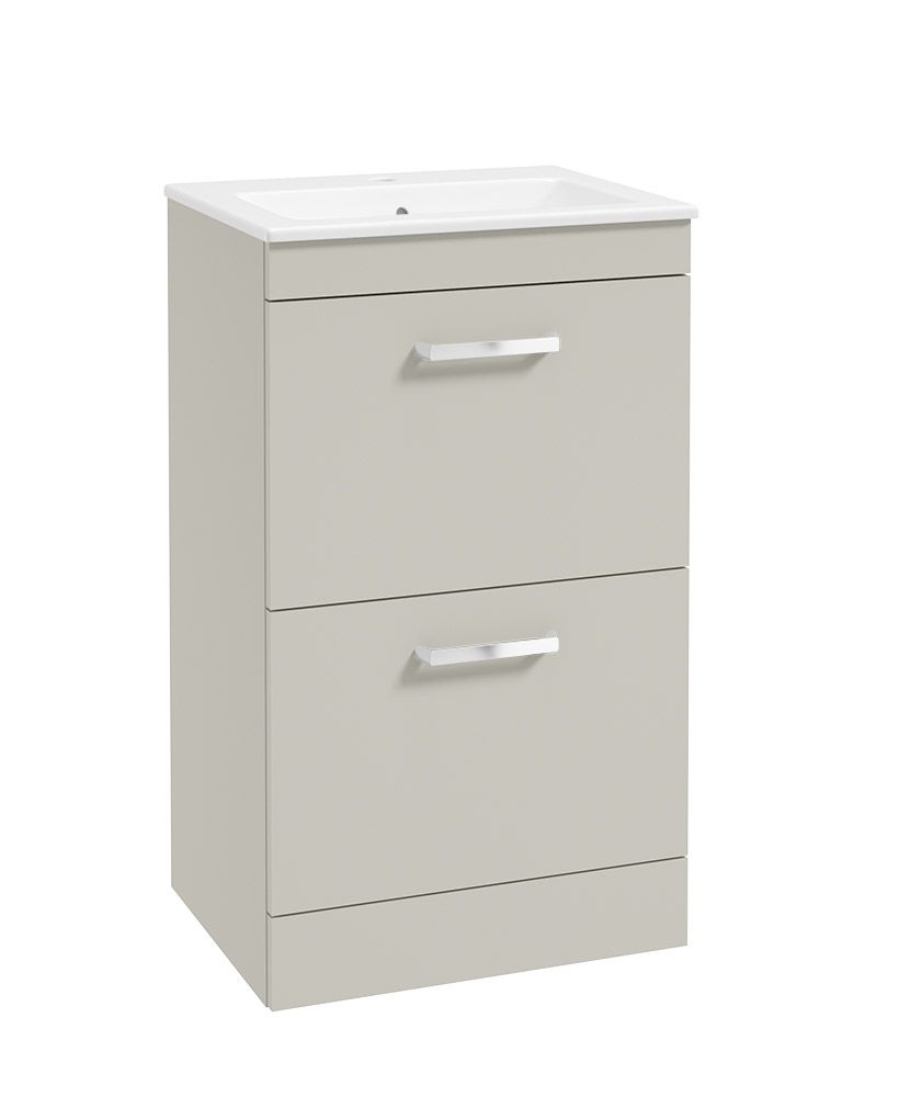 Corta Floorstanding 50Cm Two Drawer Unit Whispering Willow-Chrome Handles