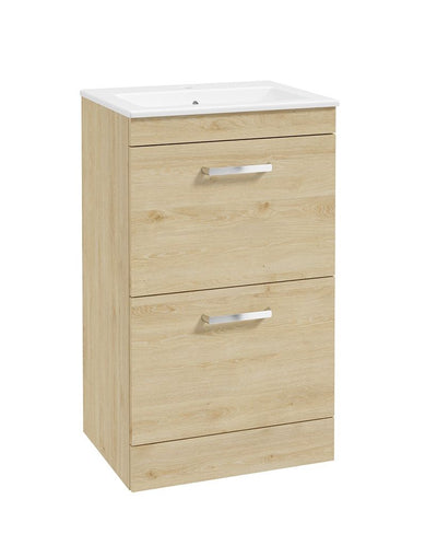 Corta Floorstanding 50Cm Two Drawer Unit Honey Oak-Chrome Handles