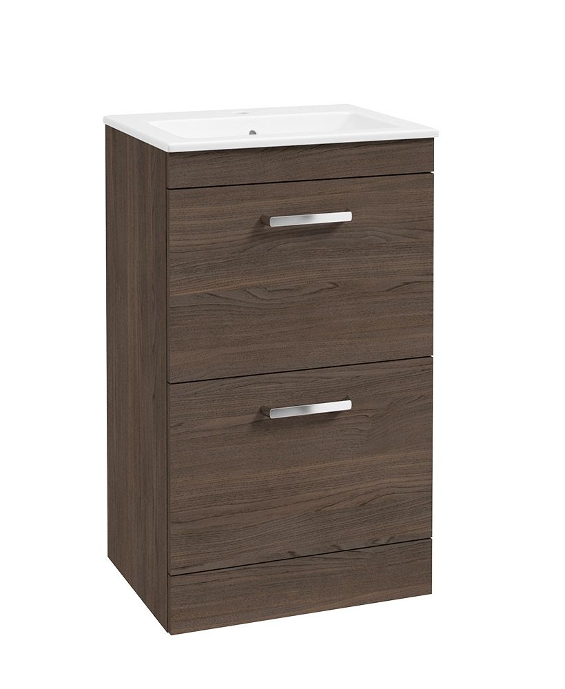 Corta Floorstanding 50Cm Two Drawer Unit Sable Ash-Chrome Handle