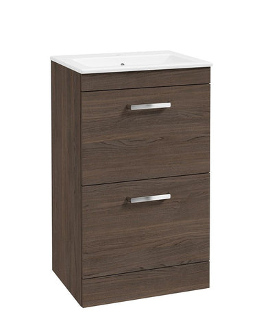 Corta Floorstanding 50Cm Two Drawer Unit Sable Ash-Chrome Handle