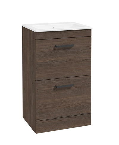 Corta Floorstanding 50Cm Two Drawer Unit Sable Ash-Black Handles