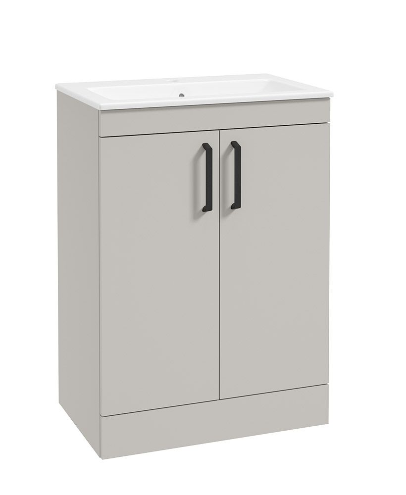 Corta Floorstanding 60Cm Two Door Unit Morning Mist-Black Handles