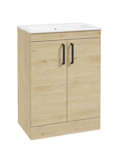 Corta Floorstanding 60Cm Two Door Unit Honey Oak-Black Handles