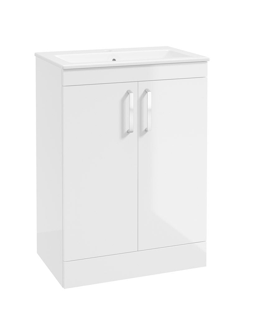 Corta Floorstanding 60Cm Two Door Unit Gloss White-Chrome Handles