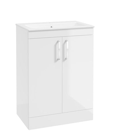 Corta Floorstanding 60Cm Two Door Unit Gloss White-Chrome Handles