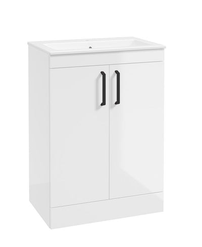 Corta Floorstanding 60Cm Two Door Unit Gloss White-Black Handles