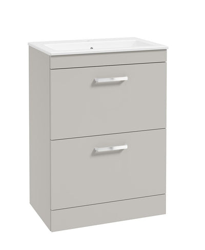Corta Floorstanding 60Cm Two Drawer Unit Morning Mist-Chrome Handles