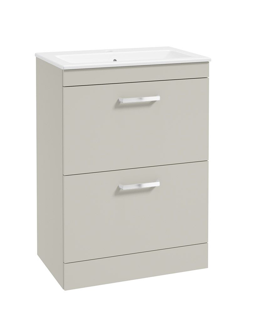 Corta Floorstanding 60Cm Two Drawer Unit Whispering Willow-Chrome Handles