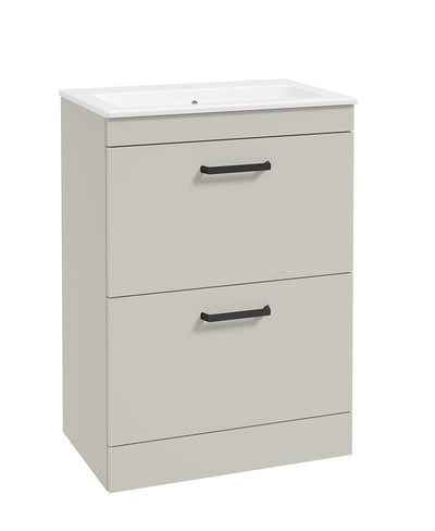Corta Floorstanding 60Cm Two Drawer Unit Whispering Willow-Black Handles