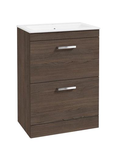Corta Floorstanding 60Cm Two Drawer Unit Sable Ash-Chrome Handle